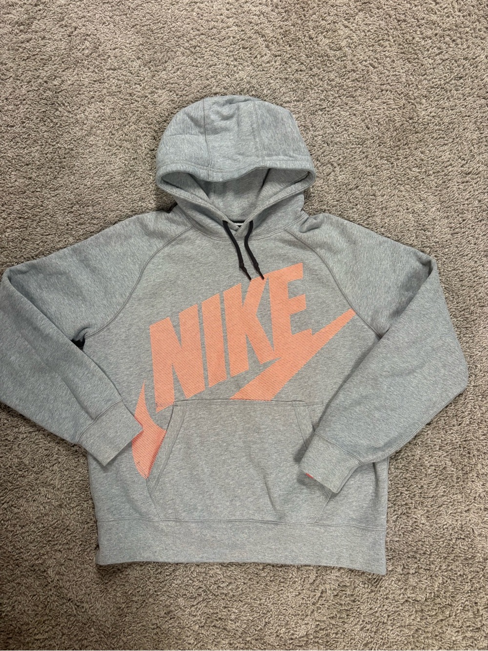 Nike Women’s Light Gray Hoodie with Coral Logo
